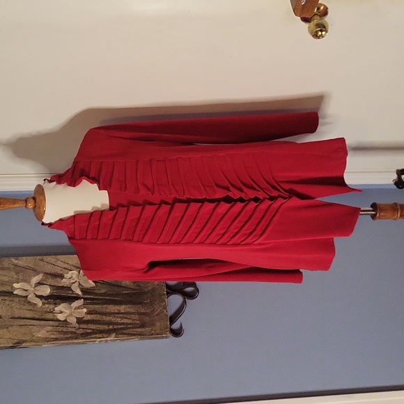 Chico's Travelers Red Ruffled Jacket Tank top Set 0 Small Set - Picture 1 of 7
